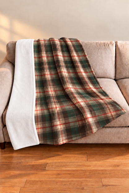 Hunter Green Tartan Fleece Throw