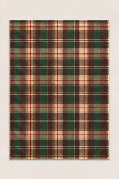 Hunter Green Tartan Fleece Throw