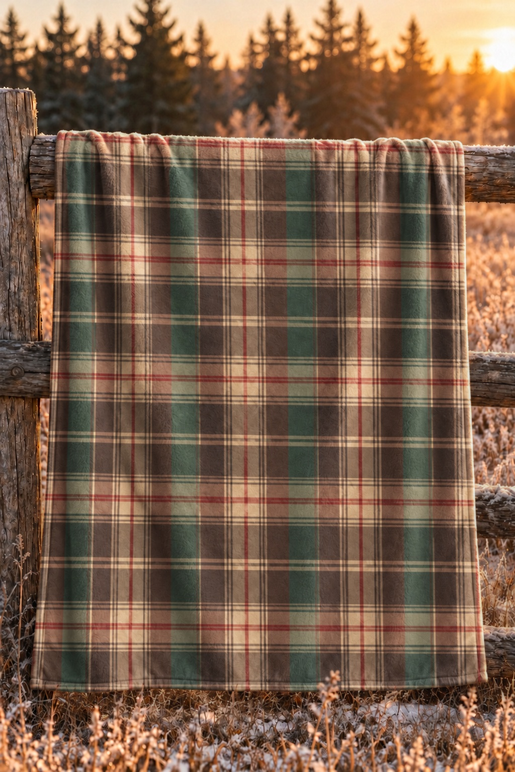 Hunter Green Tartan Fleece Throw