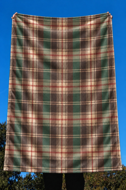Hunter Green Tartan Fleece Throw