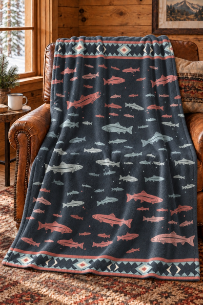 Rainbow Trout Drift Fleece Throw