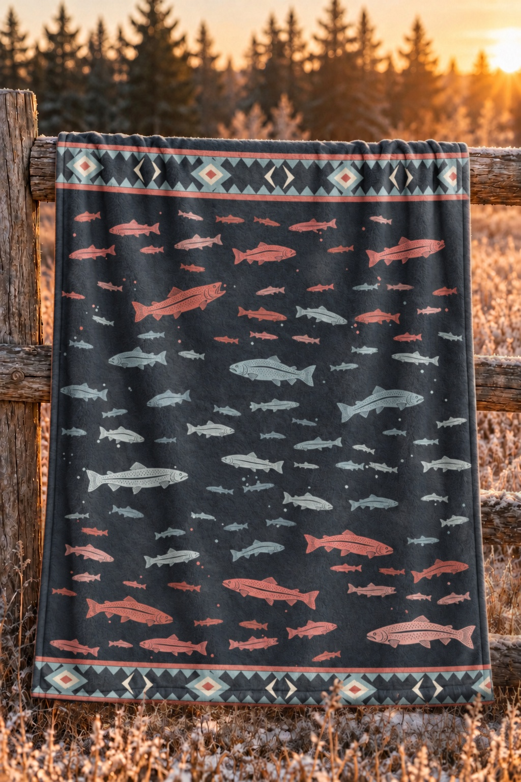 Rainbow Trout Drift Fleece Throw