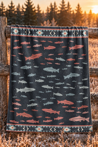 Rainbow Trout Drift Fleece Throw
