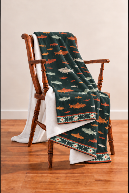 Brook Trout Headwaters Fleece Throw