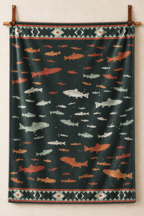 Brook Trout Headwaters Fleece Throw