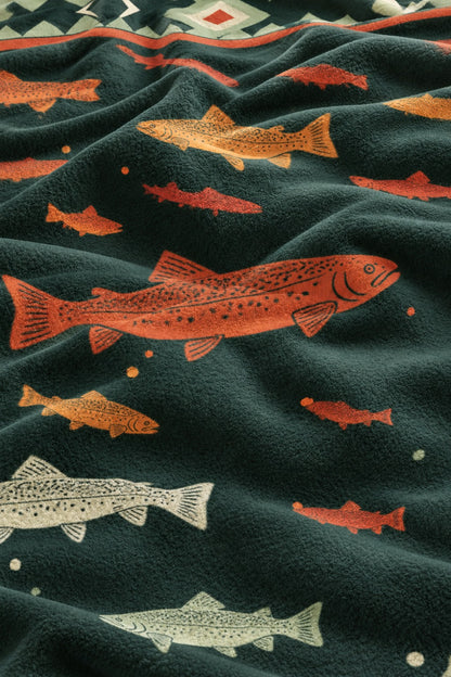Brook Trout Headwaters Fleece Throw