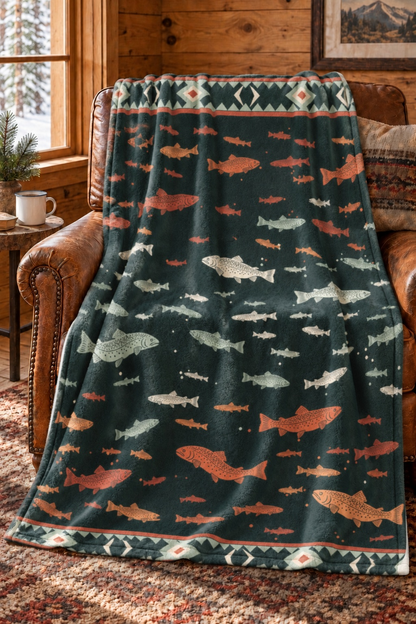 Brook Trout Headwaters Fleece Throw