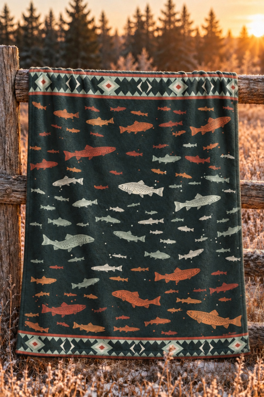 Brook Trout Headwaters Fleece Throw
