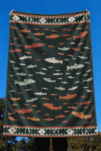 Brook Trout Headwaters Fleece Throw