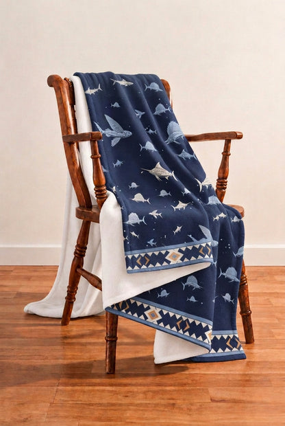 Billfish Blue Water Fleece Throw