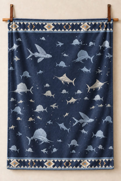 Billfish Blue Water Fleece Throw