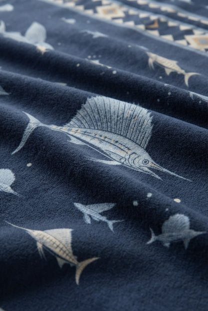 Billfish Blue Water Fleece Throw