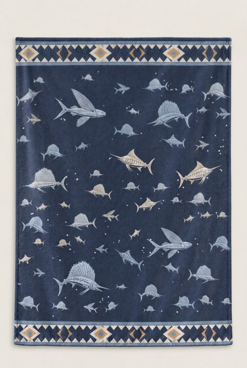 Billfish Blue Water Fleece Throw