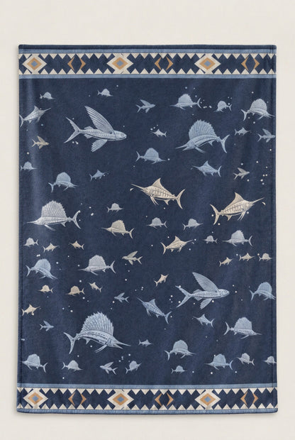 Billfish Blue Water Fleece Throw