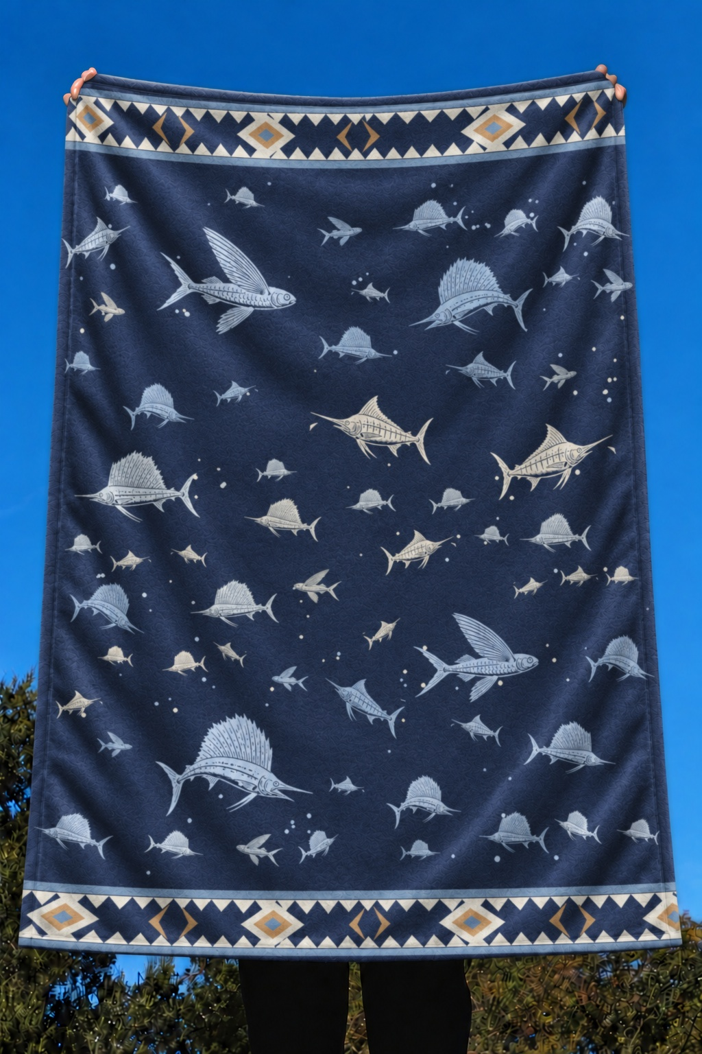 Billfish Blue Water Fleece Throw