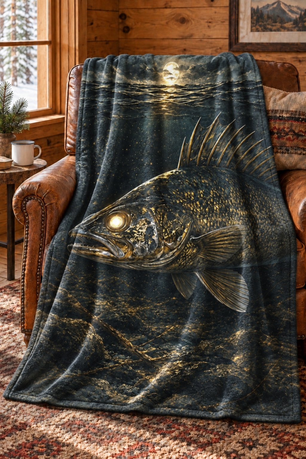 Nightfall Timber Walleye Fleece Throw