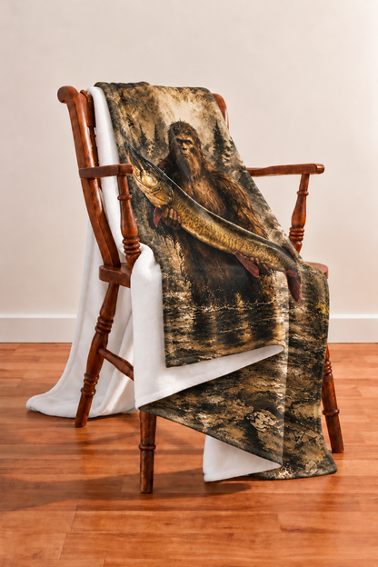Woodland Bigfoot Muskie Fleece Throw