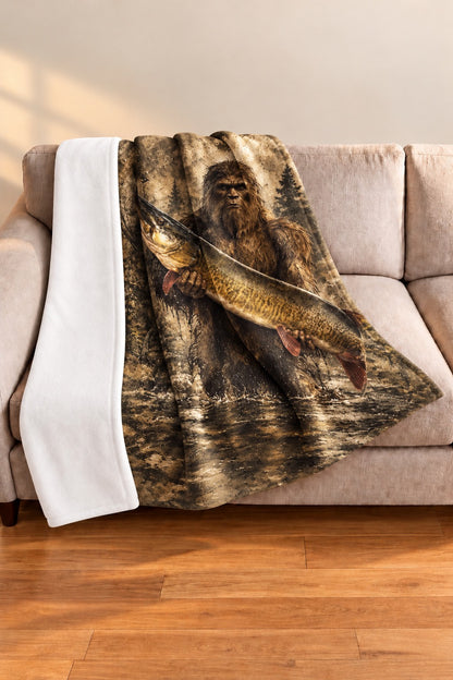 Woodland Bigfoot Muskie Fleece Throw