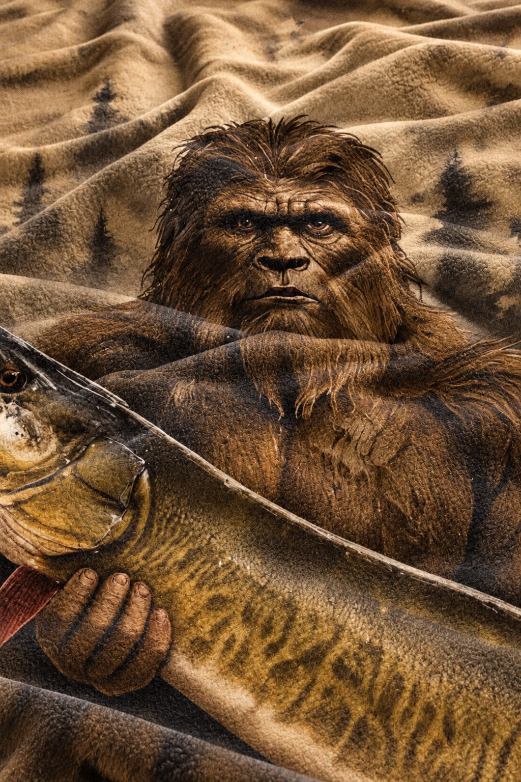 Woodland Bigfoot Muskie Fleece Throw