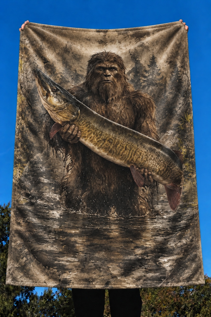 Woodland Bigfoot Muskie Fleece Throw