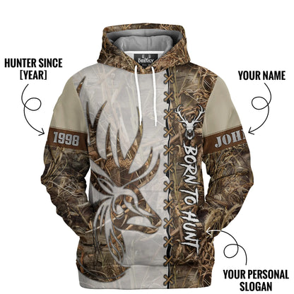 Personalized Deer Hunting Camo Hoodie - Born to Hunt