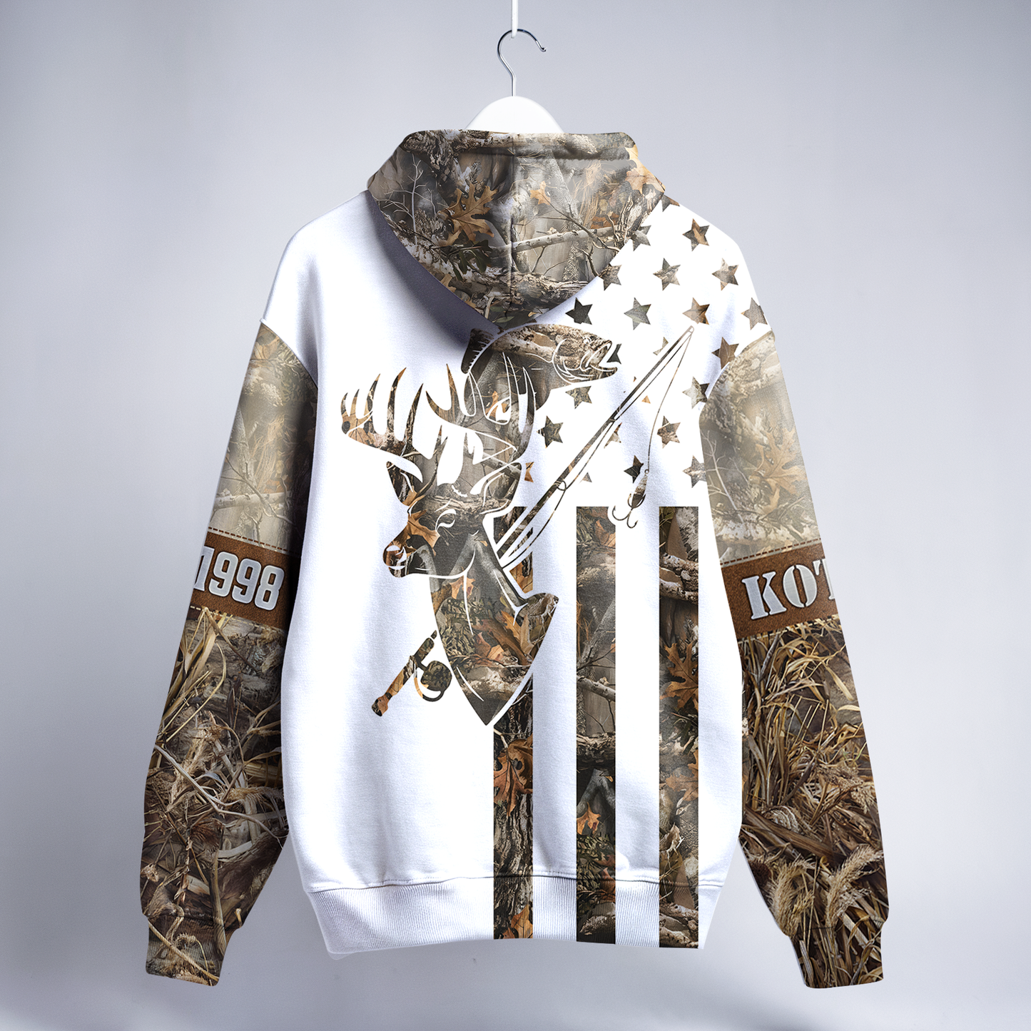Deer Hunting & Bass Fishing Hoodie - Personalized Camo Design