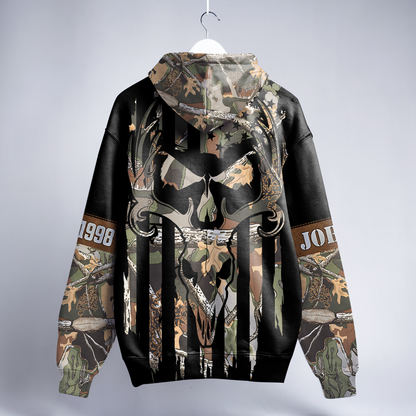 American Flag Skull Camo Personalized Hoodie