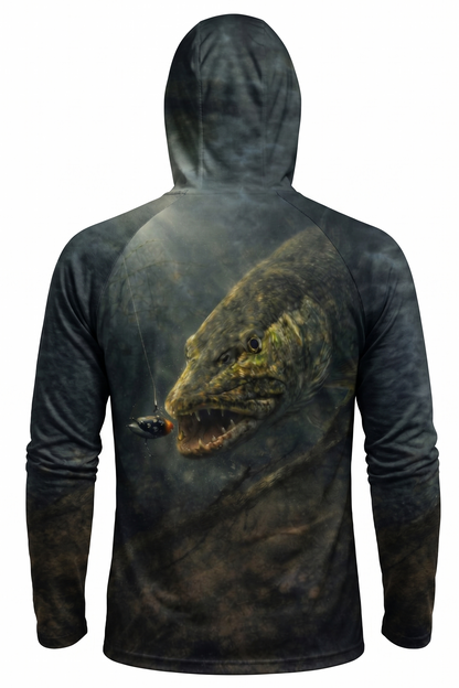 AirLite Fishing Sun Hoodie - Deep Stealth Pike - TBT59