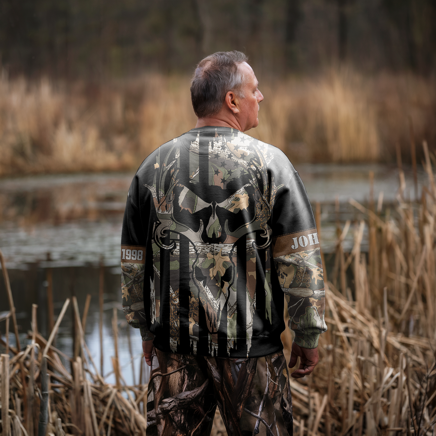 American Flag Skull Camo Personalized Unisex Sweatshirt