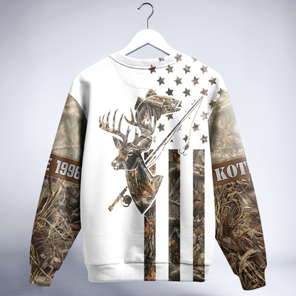 Camo Deer & Bass Sweatshirt – Personalized Comfort for the Outdoors