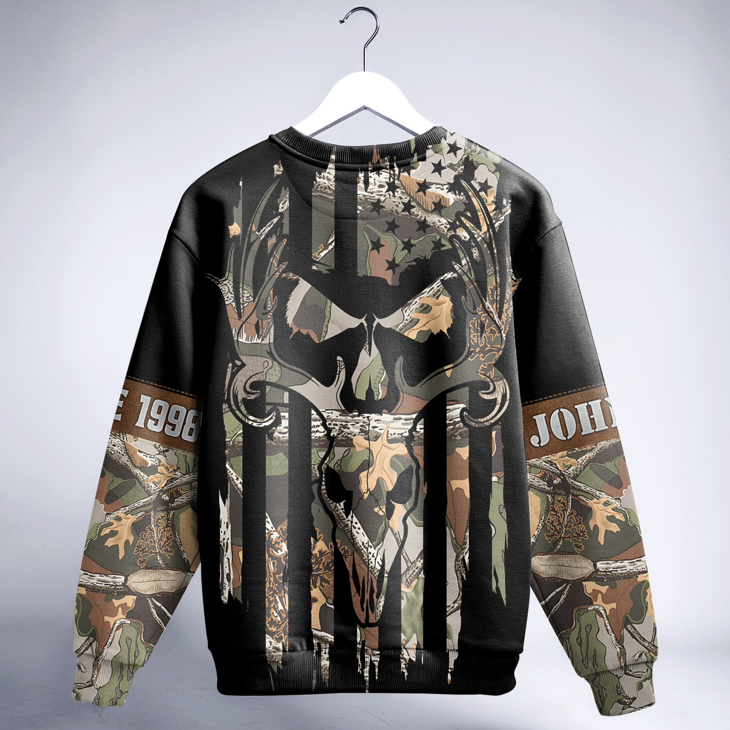 American Flag Skull Camo Personalized Unisex Sweatshirt