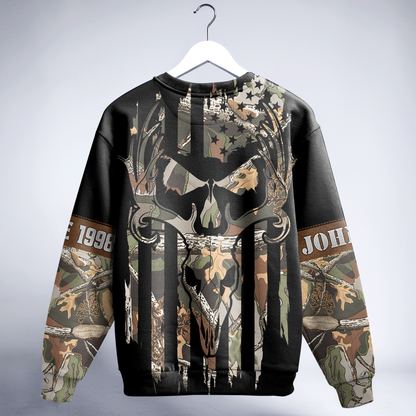 American Flag Skull Camo Personalized Unisex Sweatshirt