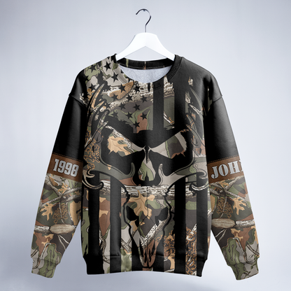 American Flag Skull Camo Personalized Unisex Sweatshirt