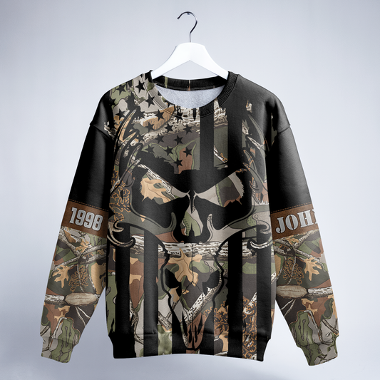 American Flag Skull Camo Personalized Unisex Sweatshirt