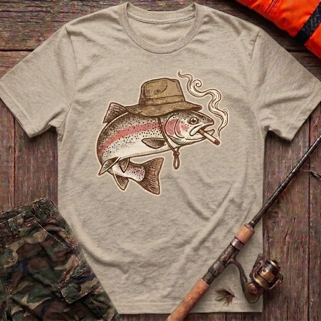 Rainbow Trout Smoking and Fishing Hat T-Shirt