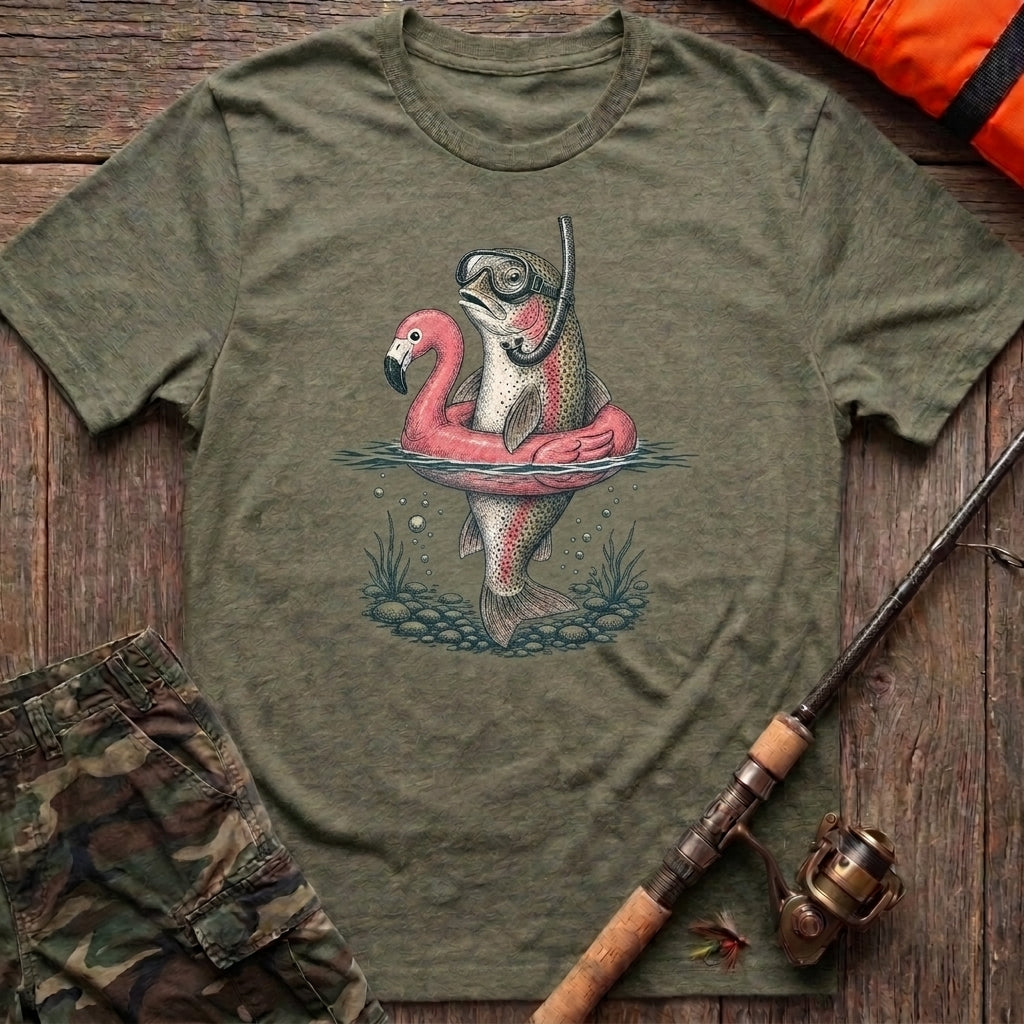 Flamingo Float Trout Fishing T-Shirt