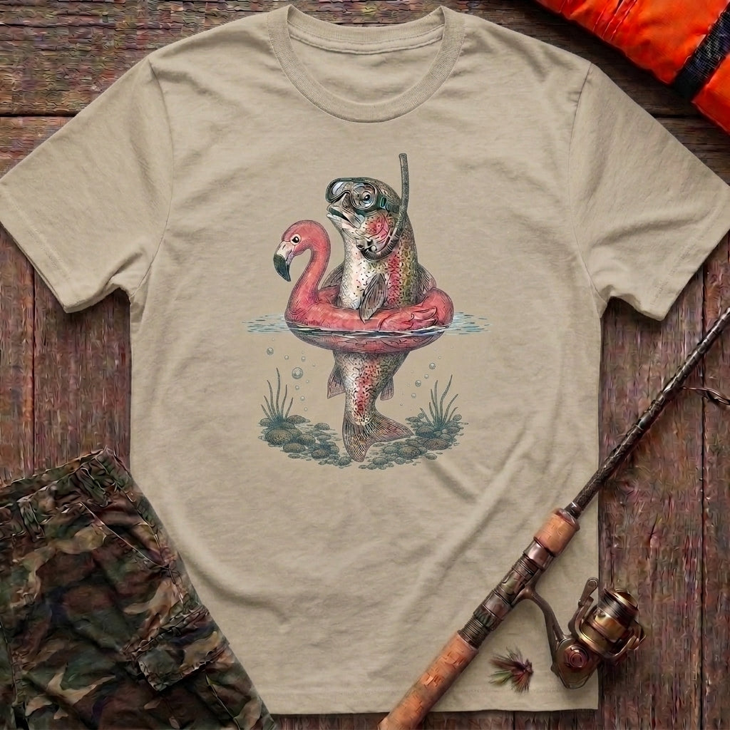Flamingo Float Trout Fishing T-Shirt