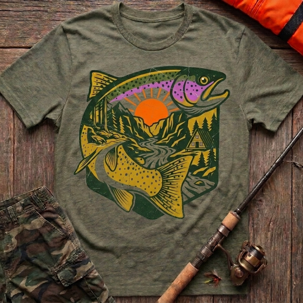Vintage River Trout Fishing T-Shirt