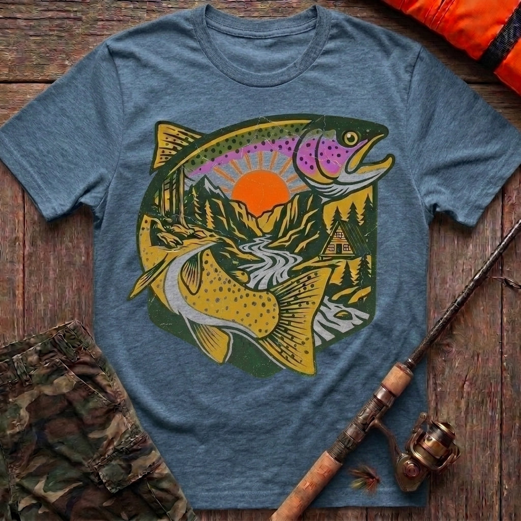 Vintage River Trout Fishing T-Shirt