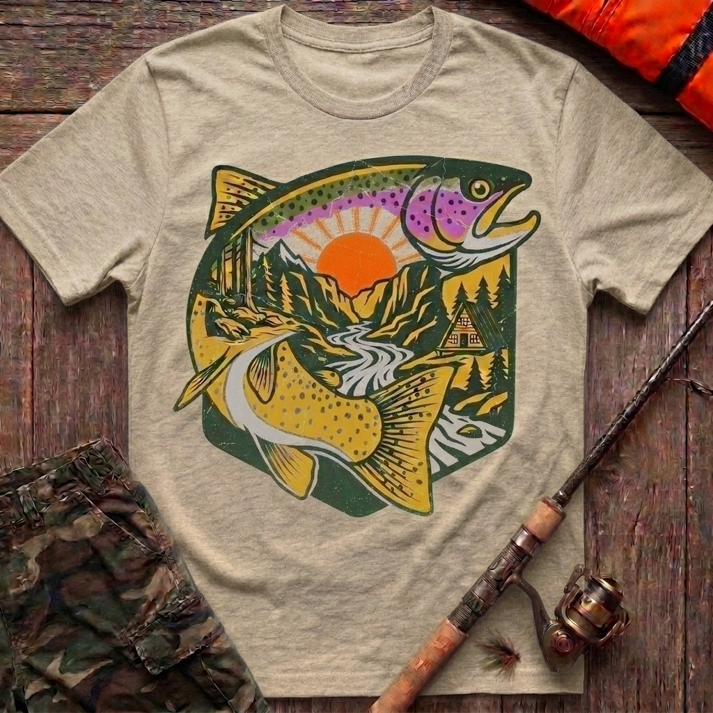 Vintage River Trout Fishing T-Shirt