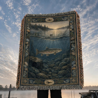 Cold Reef Trout Woven Lodge Throw Blanket