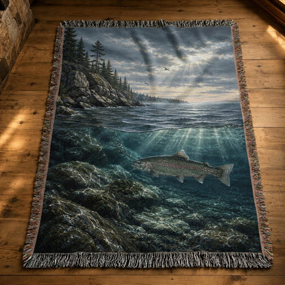 Superior Shoreline Trout Woven Lodge Throw Blanket