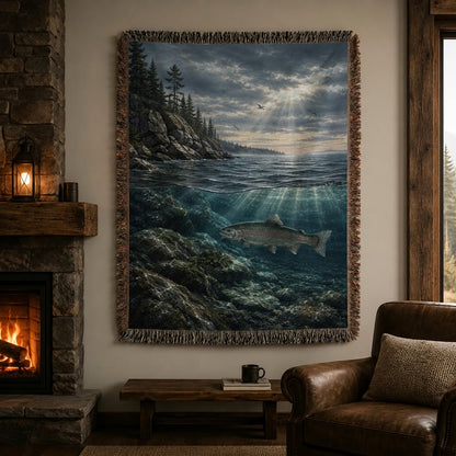 Superior Shoreline Trout Woven Lodge Throw Blanket