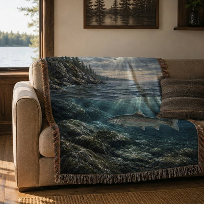 Superior Shoreline Trout Woven Lodge Throw Blanket