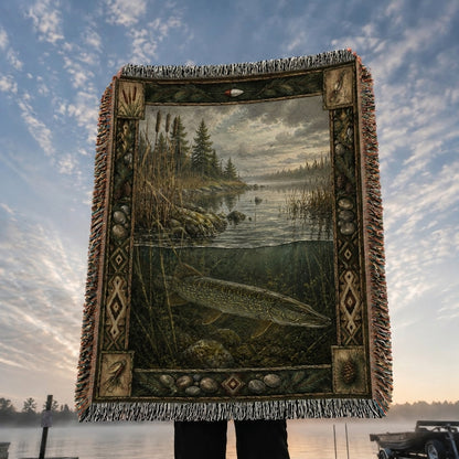 Reed Bed Pike Woven Lodge Throw Blanket