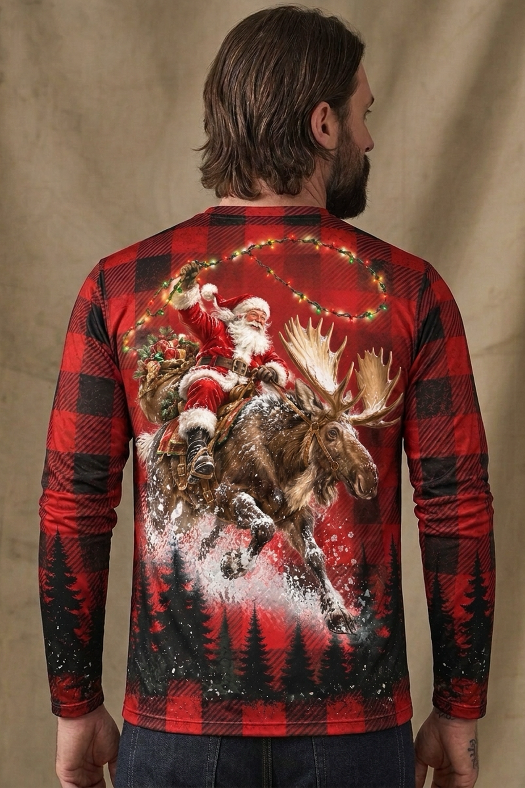Performance Hunting Long Sleeve - Santa's Moose Rodeo - ULS367V image 2