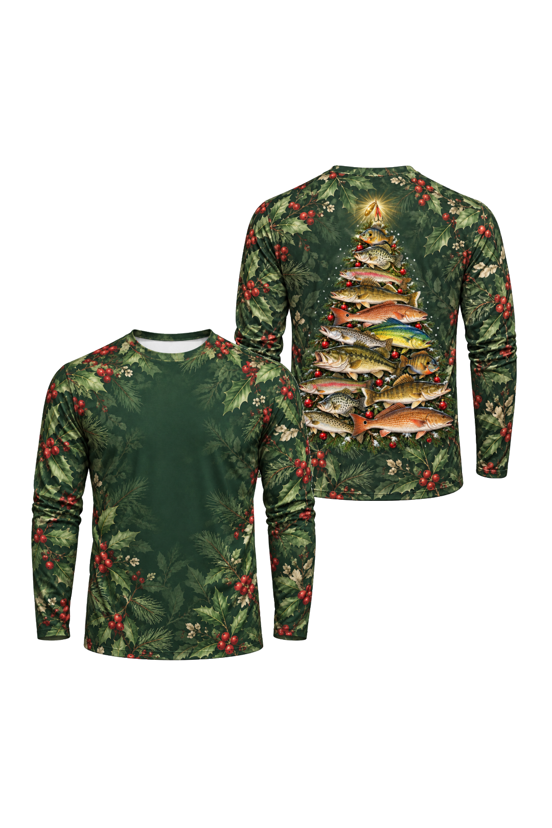 Performance Fishing Long Sleeve - Merry Fishmas Tree - ULS371V image 1
