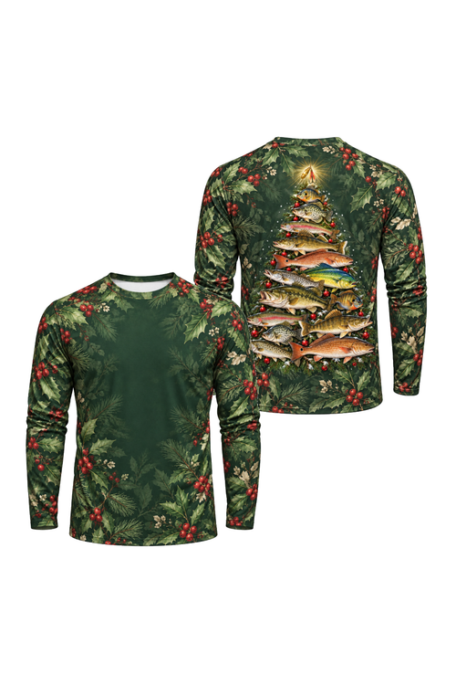 Performance Fishing Long Sleeve - Merry Fishmas Tree - ULS371V image 1