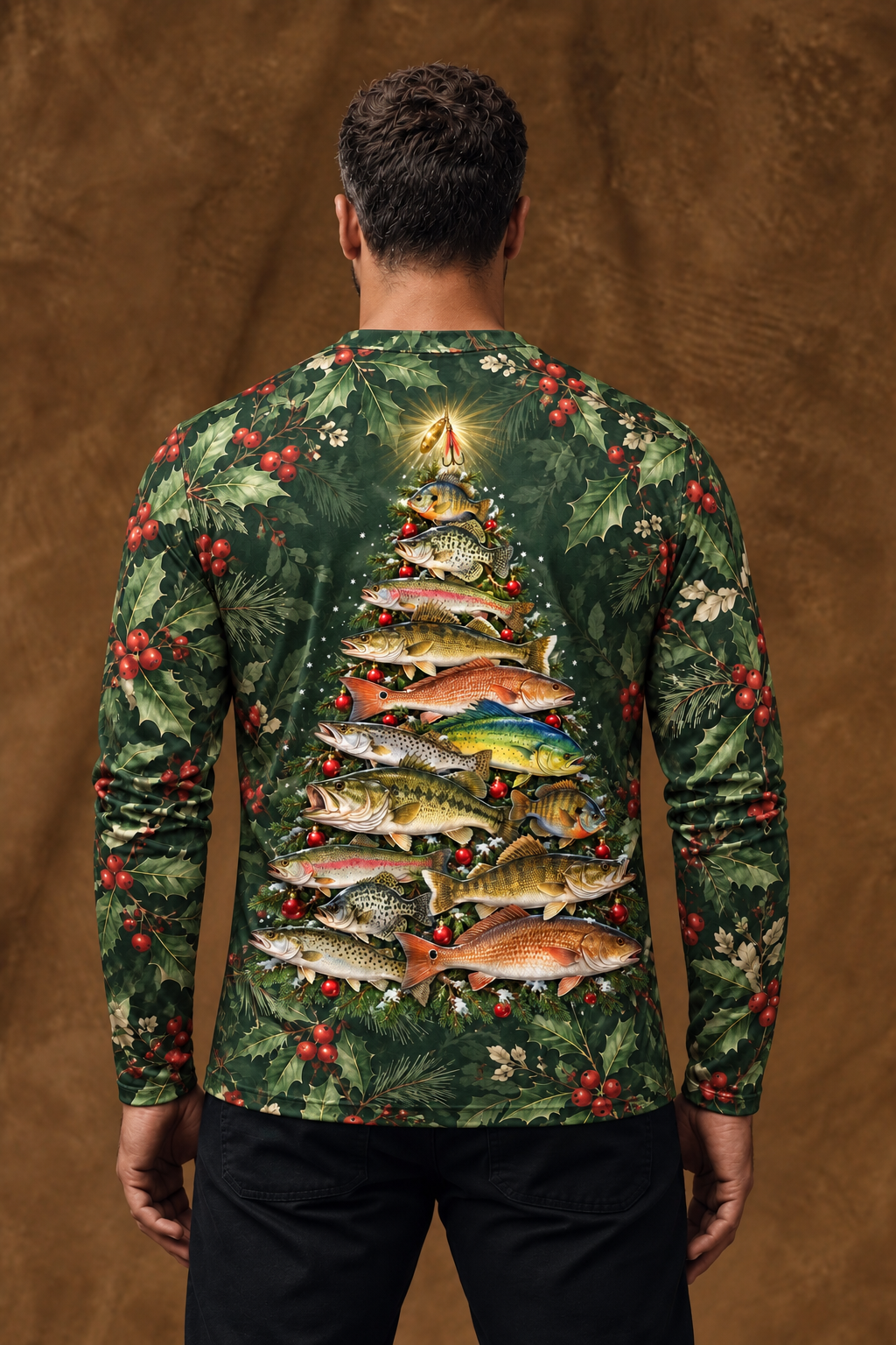 Performance Fishing Long Sleeve - Merry Fishmas Tree - ULS371V image 2