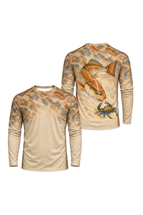 Performance Fishing Long Sleeve - Redfish Marsh Camo Top - ULS374V image 1